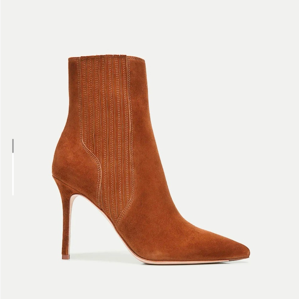 Veronica Beard Suede Stiletto Heel Booties,
Size 7.5, brown